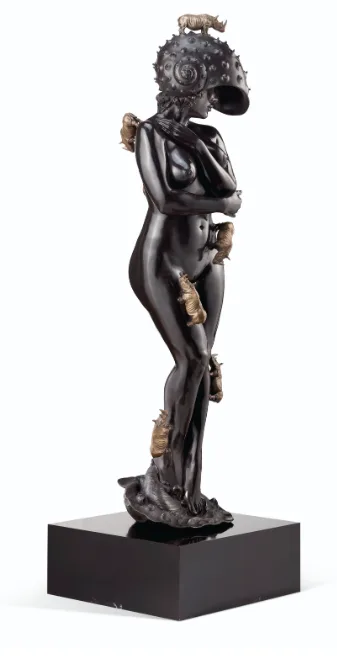 Roberto Fabelo – Rinocerontes Romanticos sculpture bronze and stainless steel 198.1 x 61 x 61 cm Executed in 2017 Edic 9 and 3 P/A Signed, 7/9
